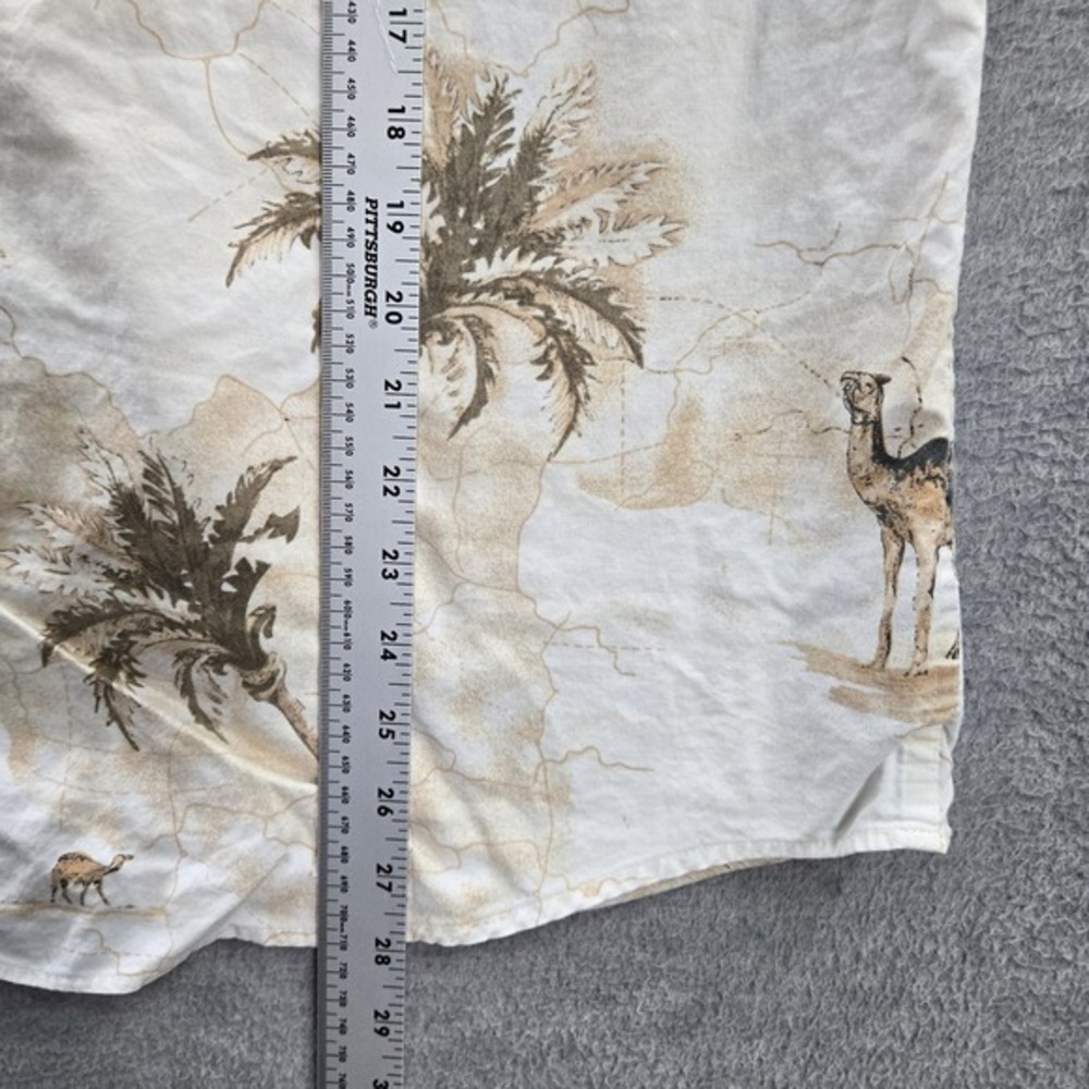 Puritan Men Button Up Shirt XL Beige Animal Print Camel Palm Allover Print - Picture 4 of 6